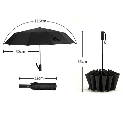 Manico rivestito di gomma 12k 23inch Windproof Triple Pliding Umbrella con logo personalizzato