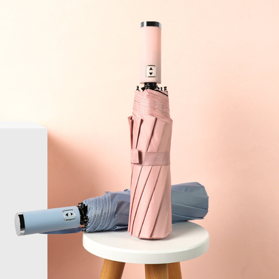 Per gli amanti dello stile minimalismo, ombrelli con penna automatica a 3 pieghe con logo stampato anti-UV