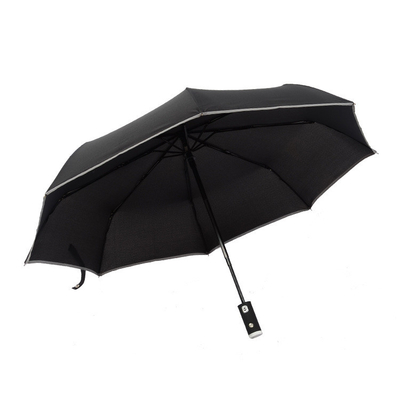 Adulti 3 Fold LED Torcia Manica ombrello con fascia riflettente e copertura a prova di vento