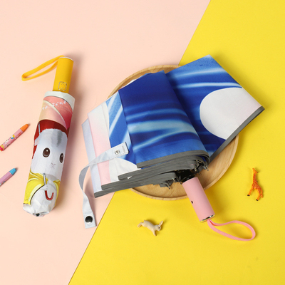 Automatico anti rimbalzo riflettente triplo pieghevole Bambini ombrello Cartoon Cute Bambino ombrello